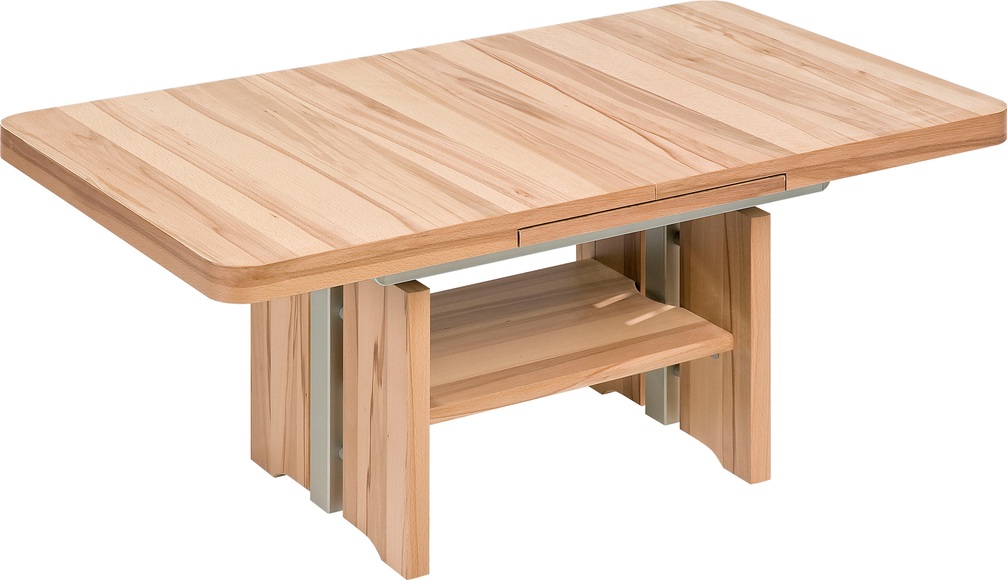 Vierhaus Couchtisch »Kiya«, Couchtisch, Kernbuche, höhenverstellbar, ausziehbar, optional rollbar, Ablage
