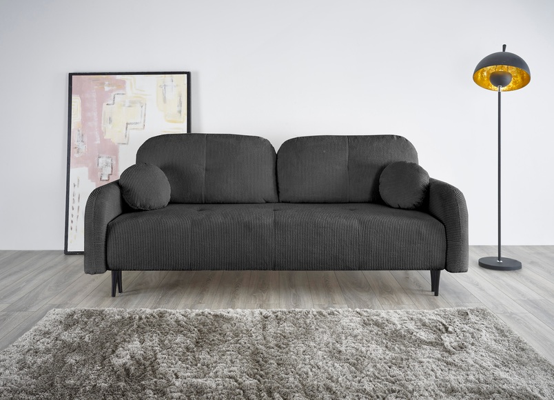 Leonique 2,5-Sitzer »BLAISE«, nachts: Schlafsofa (Liegefläche 140/200 cm) mit Bettkasten, tagsüber 3-Sitzer-Sofa mit trendigem Strukturbezug und Zier-und Rückenkissen.