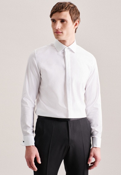 Smokinghemd Slim Fit Langarm Uni Herren Weiss 42