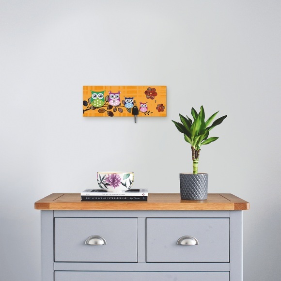 Artland Schlüsselbrett »Eulenfamilie - orange«