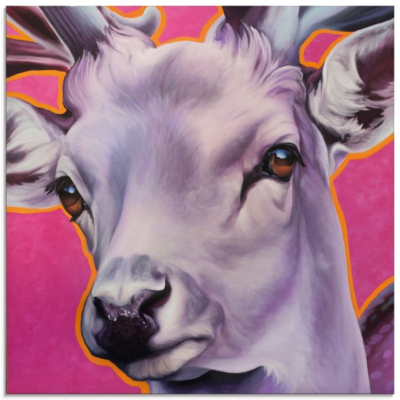 Artland Glasbild »Hirsch pink«