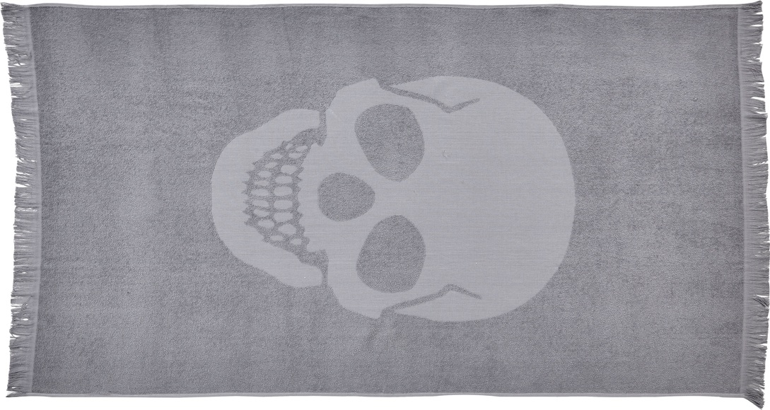done.® Hamamtücher »Skull«, (1 St.), 90x160 cm, weiche & saugfähige Frottier-Innenseite, Uni Farben, mit Totenkopf Motiv & Fransen, ideal als Strandtuch