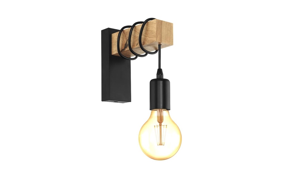 Wandleuchte Townshend mit Holzelement ausladend