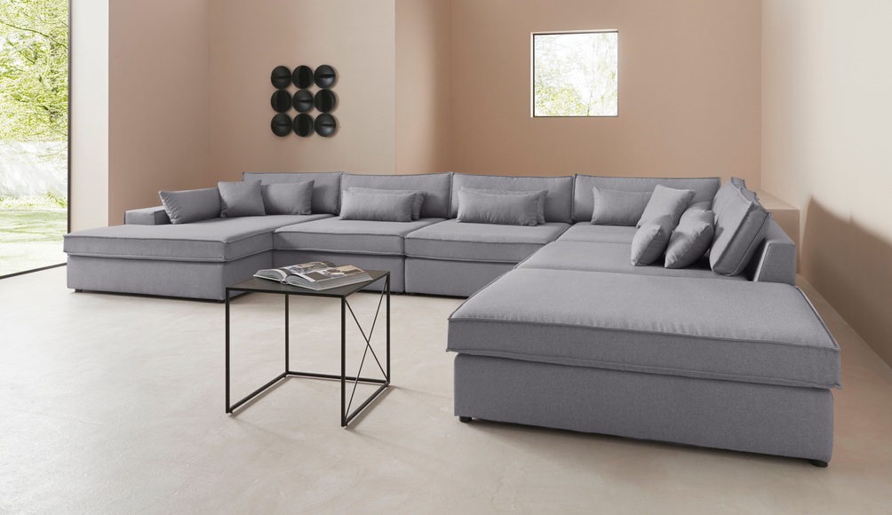 LeGer Home by Lena Gercke Wohnlandschaft »Joreen«, 6 Teile, zusammengesetzt aus Modulen, in vielen Bezugsqualitäten und Farben, fester Sitzkomfort