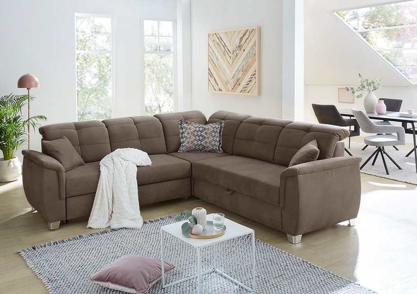 Jockenhöfer Gruppe Ecksofa, mit 6 individuell, verstellbaren Kopfteilen, Gästebett- und Relaxfunktion, Nosagfederung