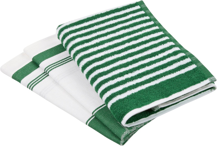ROSS Geschirrtuch »Exclusiv«, (Set, 3 tlg.), 1x Küchen-Frottiertuch 50x50 cm Streifen und 2 Geschirrtücher 50x70 cm mit Gartenkräutern