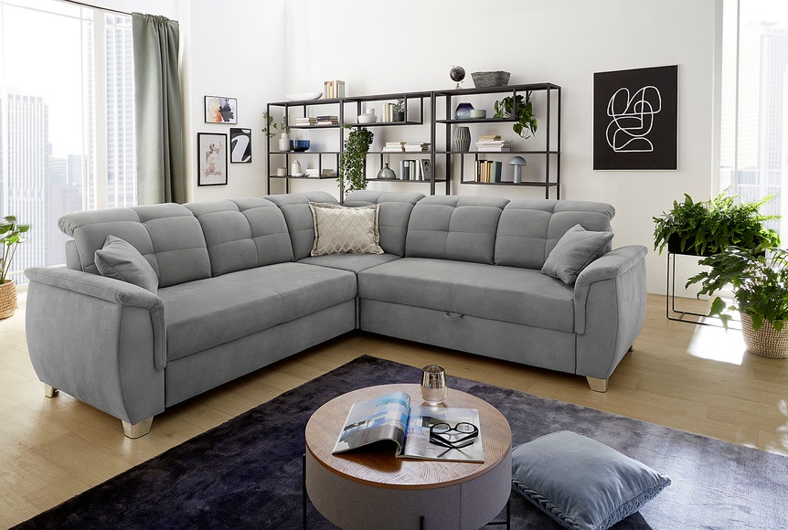Jockenhöfer Gruppe Ecksofa, mit 6 individuell, verstellbaren Kopfteilen, Gästebett- und Relaxfunktion, Nosagfederung
