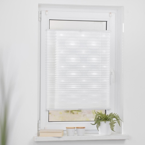 LICHTBLICK Plissee »Plissee Klemmfix, ohne Bohren, verspannt, Ausbrenner«, In moderner Crushed Optik. Einfache Montage des Plissee am Fenster mit vier Klemmträgern - ohne pendeln. In vielen Farben und auch für Türen.