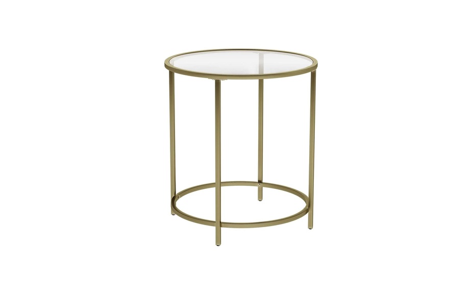 Vasagle - Glastisch mit Goldmetallrahmen, kleinem Couchtisch, Nachttisch, Sofa, Balkon, strapazierfähigem gehärtetem Glas, stabilem dekorativem Gold, LGT20G