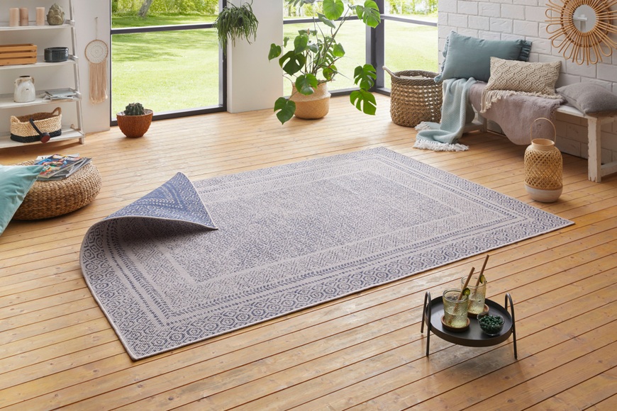 Home affaire Teppich »Bernard«, rechteckig, 5 mm Höhe, In-und Outdoor geeignet, Wohnzimmer, Balkon, Terrasse, Garten, Robust, Pflegeleicht, Flachgewebe, Wendeteppich
