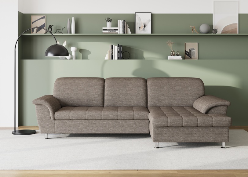 DOMO collection Ecksofa »Franzi«, wahlweise mit Bettfunktion, Bettkasten und Kopfteilverstellung, frei im Raum stellbar