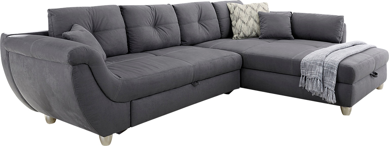 Jockenhöfer Gruppe Ecksofa, mit grossem Stauraum, Gästebett- und Relaxfunktion, Nosagfederung