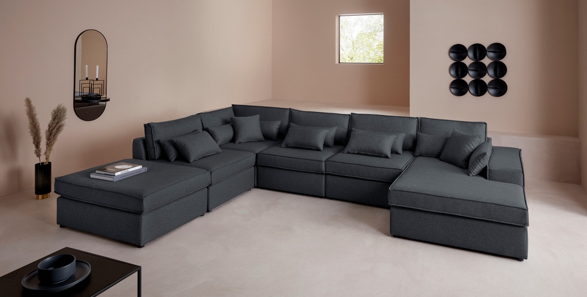 LeGer Home by Lena Gercke Wohnlandschaft »Ceyda«, 6 Teile, zusammengesetzt aus Modulen, in vielen Bezugsqualitäten und Farben, fester Sitzkomfort