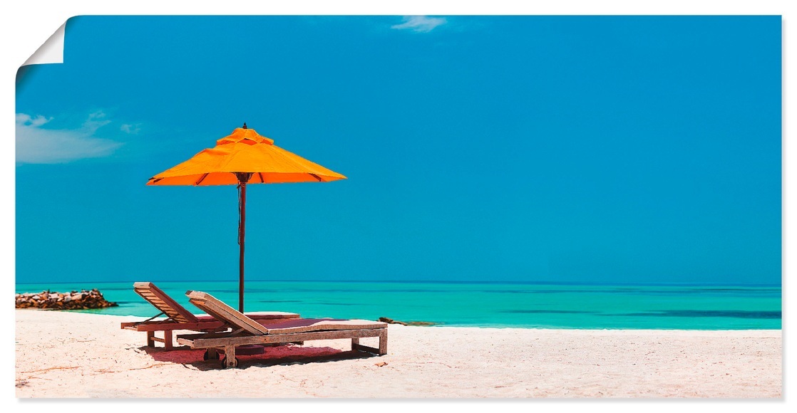 Artland Wandbild »Liegestuhl Sonnenschirm Strand Malediven«