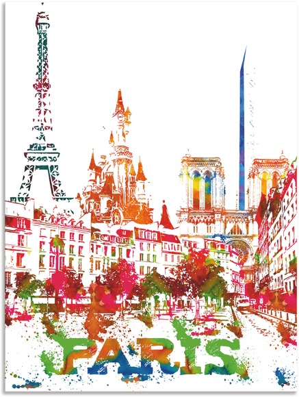 Artland Wandbild »Paris Grafik«, Paris, (1 St.), in vielen Grössen & Produktarten - Alubild / Outdoorbild für den Aussenbereich, Leinwandbild, Poster, Wandaufkleber / Wandtattoo auch für Badezimmer geeignet