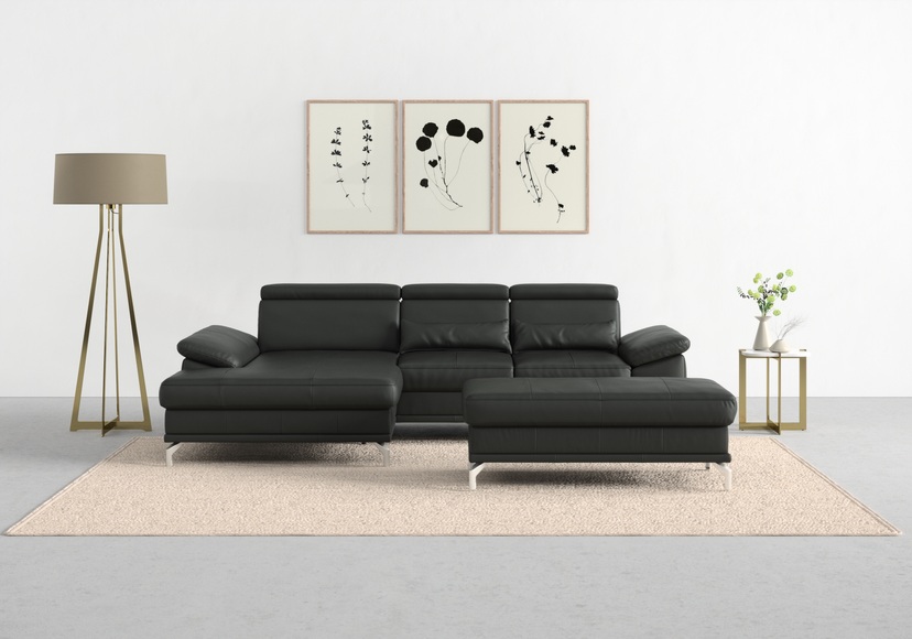sit&more Ecksofa »Cabrio«, mit Sitztiefen- und Armteilverstellung sowie Federkern, 2 Nierenkissen