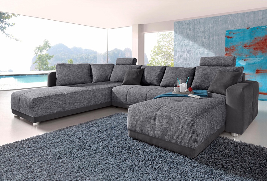 Places of Style Wohnlandschaft, mit Federkern, Bettfunktion und Bettkasten, inklusive 2 Kopfstützen, frei im Raum stellbar