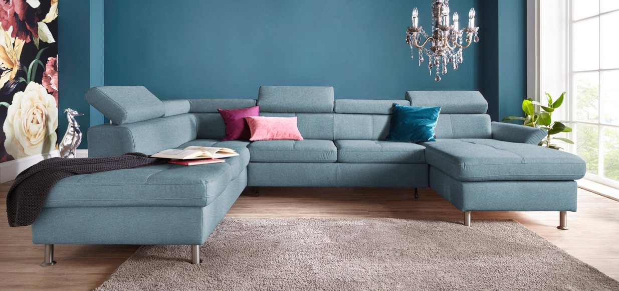 exxpo - sofa fashion Wohnlandschaft, inkl. Kopf- bzw. Rückenverstellungwahlweise mit Bettfunktion und Bettkasten