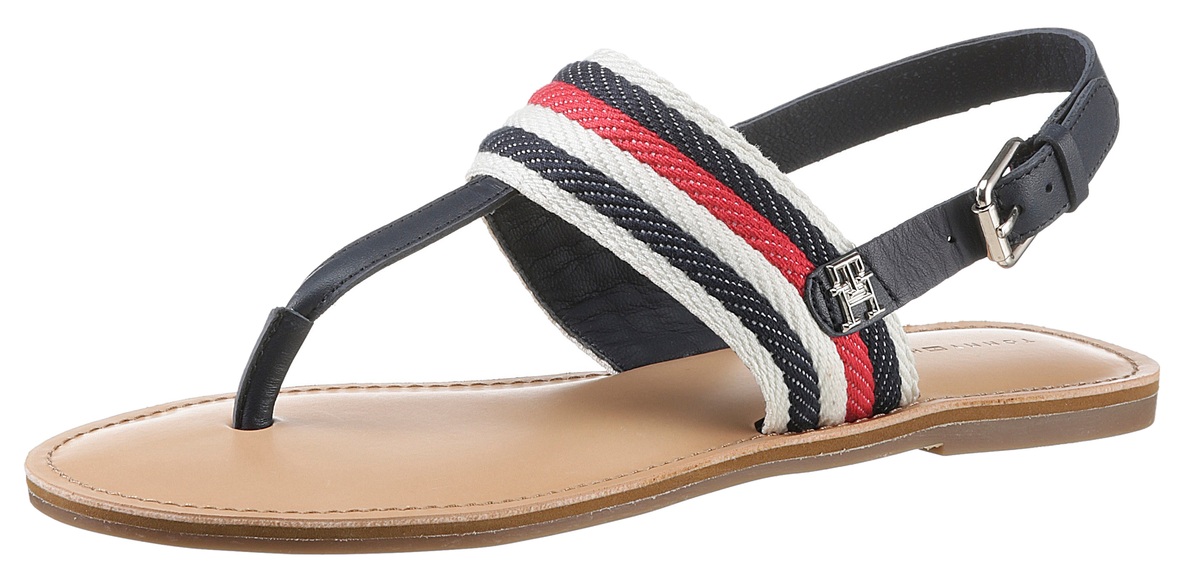 Tommy Hilfiger Riemchensandale »FLAT SANDAL CORPORATE«, mit Streifen in Tommy Farben