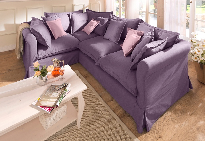 Home affaire Ecksofa »Luise«, mit vielen losen Kissen und abnehmbarer Husse