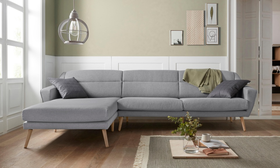 andas Ecksofa »Bille«, mit Naht im Rückenkissen und Beinen aus Eichenholz, Design by Morten Georgsen