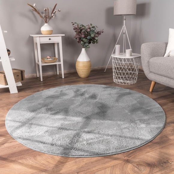 Paco Home Teppich »Soft 380«, rund, 22 mm Höhe, Kuschelteppich - besonders weich, Uni-Farben, ideal im Wohnzimmer & Schlafzimmer