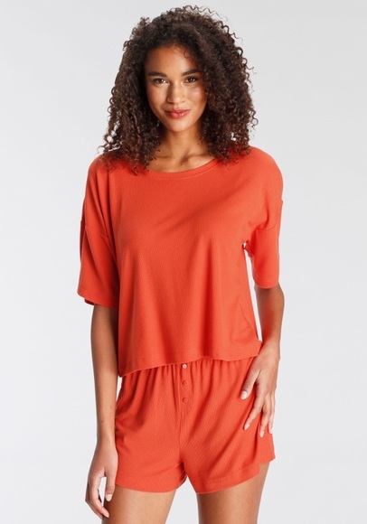 LASCANA Shorty, (Set, 2 tlg.), aus schönem Ripp-Material