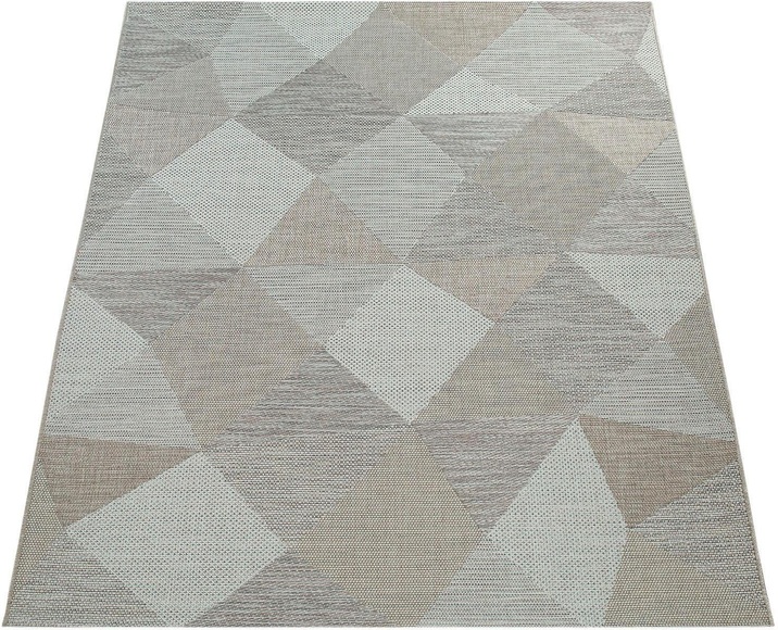 Paco Home Teppich »Kortrijk 743«, rechteckig, 5 mm Höhe, Flachgewebe, modernes Design, Pastell-Farben, In- und Outdoor geeignet, Wohnzimmer