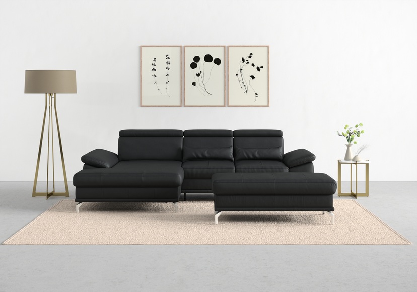 sit&more Ecksofa »Cabrio«, mit Sitztiefen- und Armteilverstellung sowie Federkern, 2 Nierenkissen