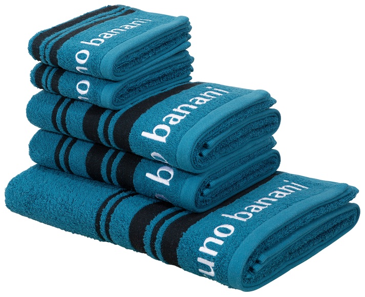 Bruno Banani Handtuch Set »Daniel«, 5 tlg., Walkfrottee, Streifen-Bordüre & Markenlogo, 5 teiliges Handtuch-Set, 100% Baumwolle