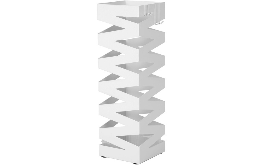 Songmics - Schirmständer Regenschirmständer mit Wasserauffangschale und Haken Werden verschenkt Ø 15.5 x 49 cm weiss LUC16W