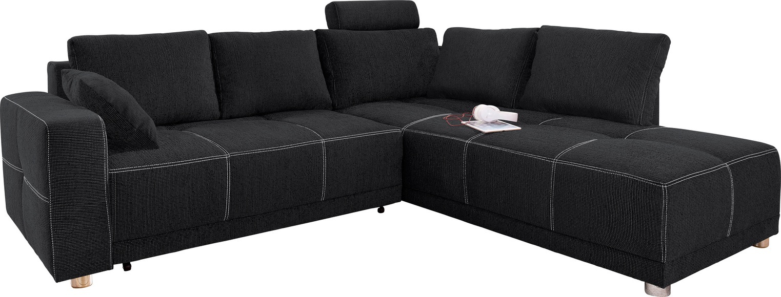 Places of Style Ecksofa, mit Bettfunktion und Bettkasten, wahlweise mit 1 oder 3 Kopfstützen