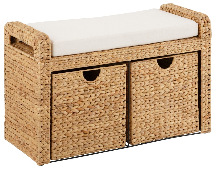 Home affaire Bank »Wenham«, aus geflochtener Wasserhyazinthe, inklusive eines cremefarbenen Sitzkissens, Breite 80 cm
