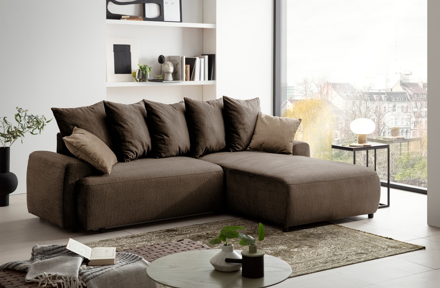 exxpo - sofa fashion Ecksofa, inklusive Bettfunktion, Bettkasten, Zier- und Rückenkissen