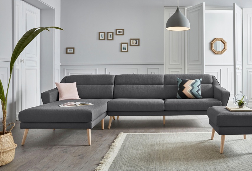 andas Ecksofa »Bille«, mit Naht im Rückenkissen und Beinen aus Eichenholz, Design by Morten Georgsen