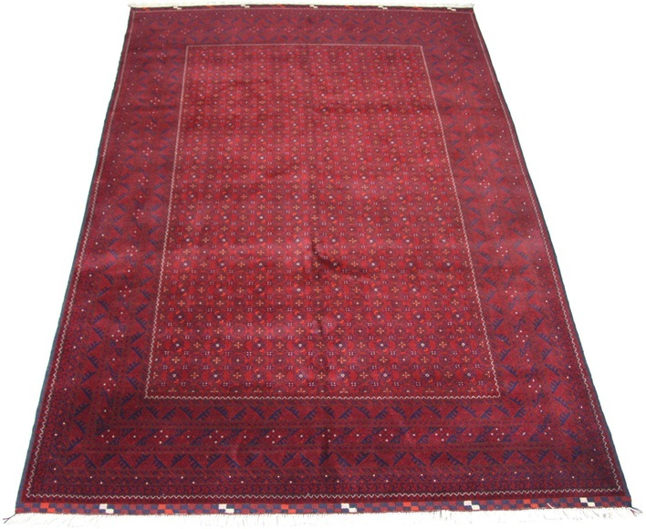 morgenland Wollteppich »Afghan Teppich handgeknüpft rot«, rechteckig, 7 mm Höhe