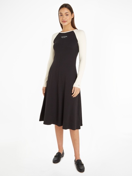 Tommy Hilfiger Blusenkleid »MINI RIB MONOTYPE BASEBALL DRS«, mit Logopatch