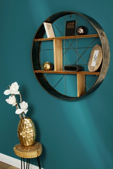 Myflair Möbel & Accessoires Hängeregal »Graeco«, Dekoregal, rund, Ø 78,5 cm, aus Metall und Holz, moderner Industrie Style