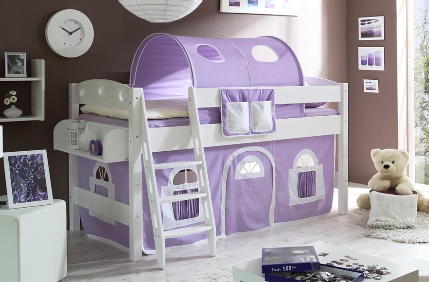 Ticaa Einzel-/Hochbett »Kenny« mit Rolllattenrost und Textil-Set