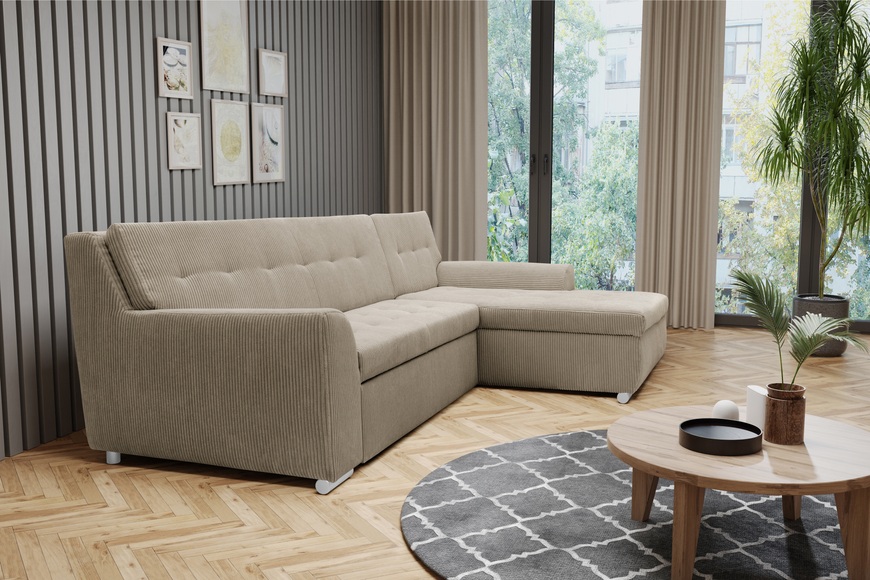 DOMO collection Ecksofa »Treviso viele Bezüge, auch in Cord, Schlafsofa, B/T/H: 267/80/83 cm«, wahlweise mit Bettfunktion, incl. Zierkissen, hochwertige Steppung