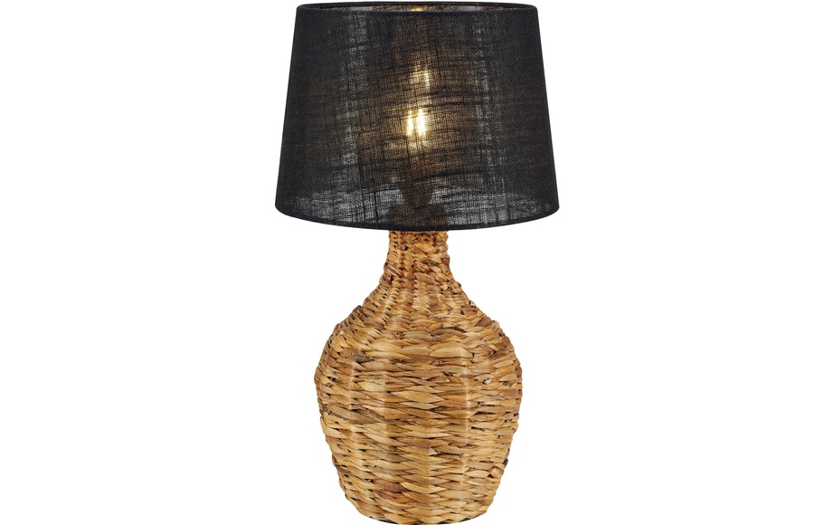 Tischlampe Paglia, natur/schwarz, Rattan/Jute, Höhe 58 cm