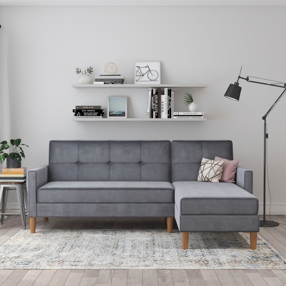 Dorel Home Ecksofa »Lilly«, mit Bett-Funktion, Recamiere beidseitig montierbar, Sitzhöhe 43 cm