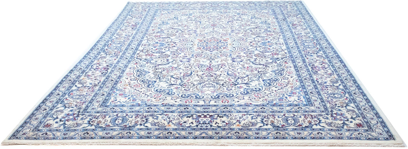 morgenland Wollteppich »Nain 9la Teppich handgeknüpft blau«, rechteckig, 8 mm Höhe