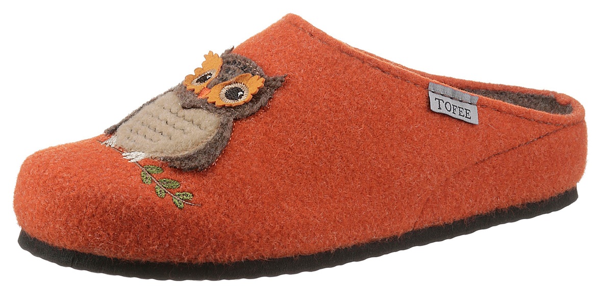 Tofee Pantoffel, mit Eulen-Motiv