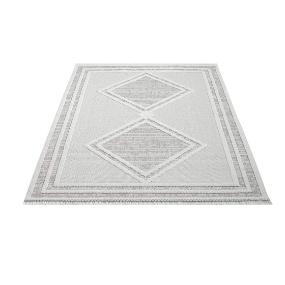 Carpet City Teppich »LINDO 8853«, rechteckig, Kurzflor, Hochtief-Muster/ 3D-Effekt, Fransen, Boho-Stil, Wohnzimmer
