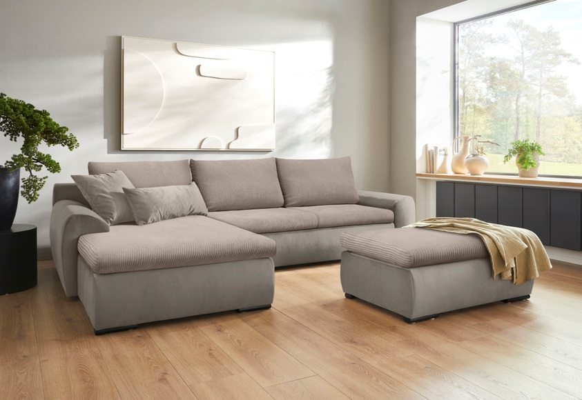 Home affaire Ecksofa »Win L-Form«, wahlweise mit Bettfunktion und Bettkasten