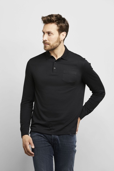 bugatti Langarm-Poloshirt, mit aufgesetzter Brusttasche