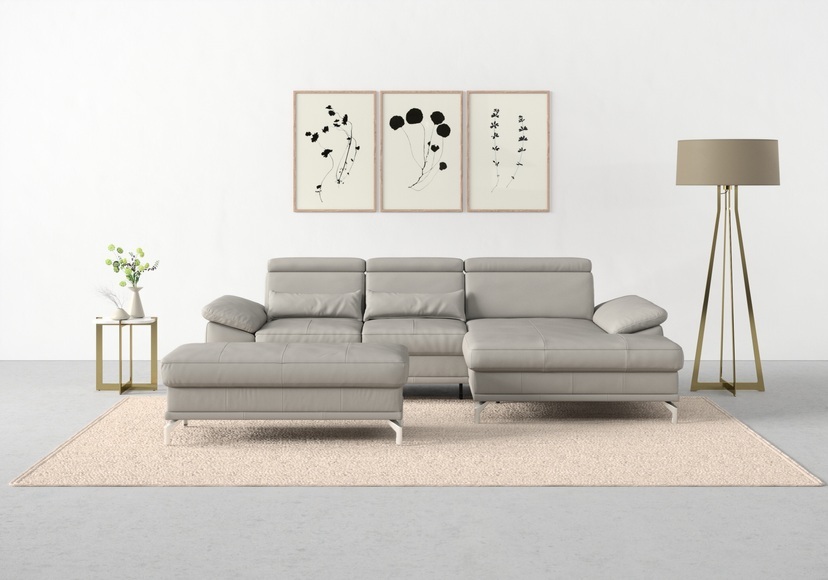 sit&more Ecksofa »Cabrio«, mit Sitztiefen- und Armteilverstellung sowie Federkern, 2 Nierenkissen
