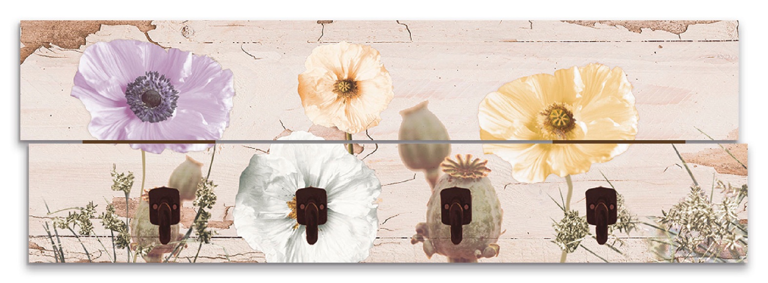 Artland Garderobenpaneel »Mohnblumen auf hölzernem Untergrund«