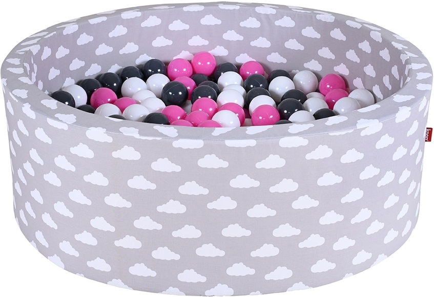 knorr® toys Bällebad soft - Grey white clouds - 300 balls creme/grey/rose